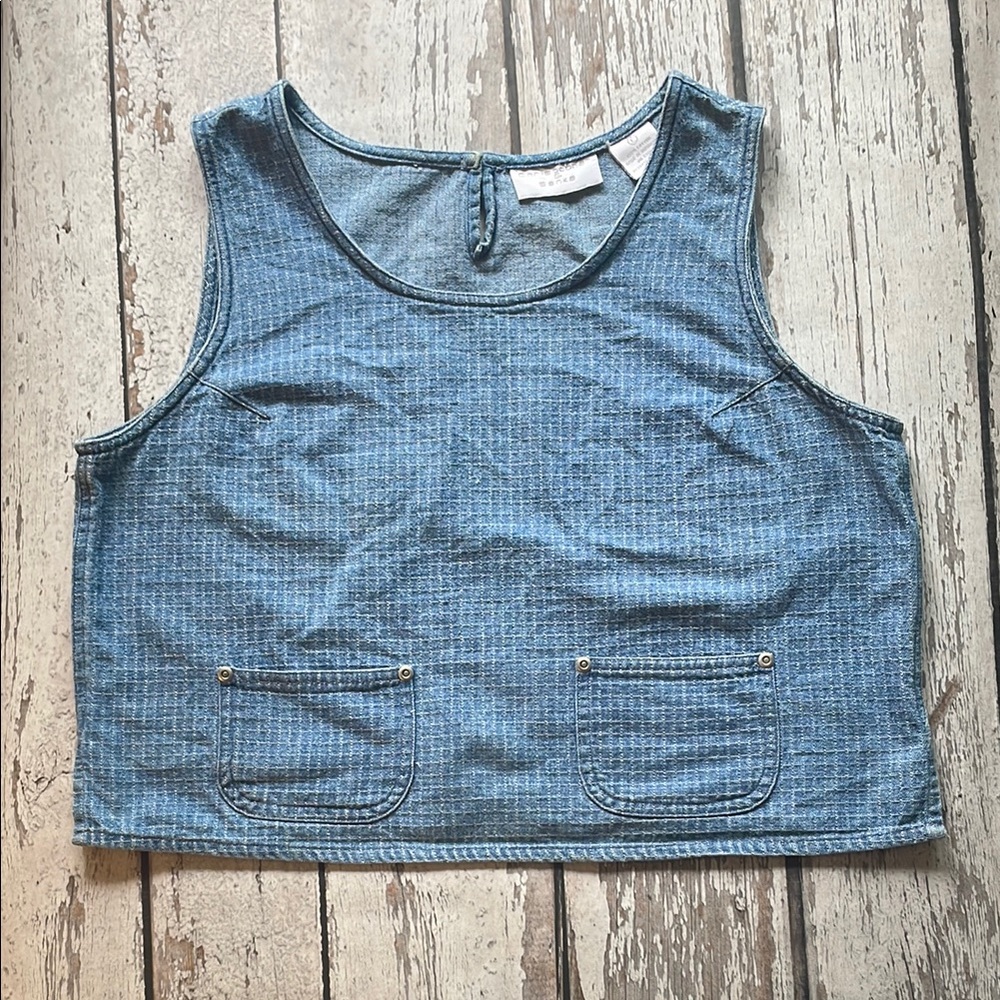Vintage Christopher & Banks Denim Sleeveless Crop Tank - Sz L